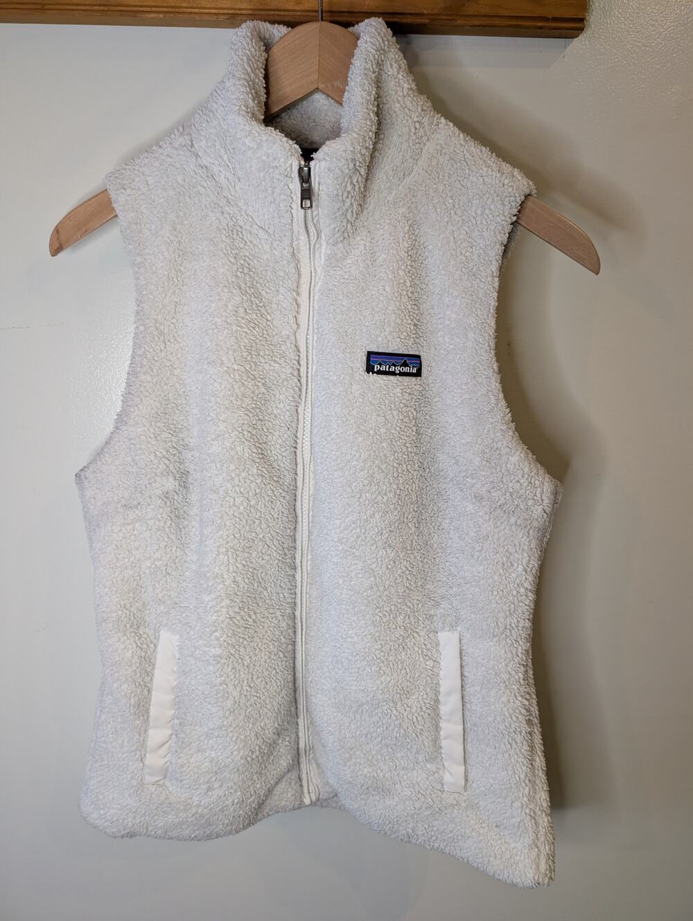 Patagonia Los Gatos Fleece Vest Cream White Full Zip Sherpa Women's Medium